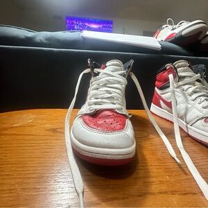 Jordan Men's Red and White High-Top Sneakers